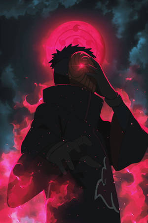 Tobi Naruto Aura Roșie Estetică Chakra și Lună — Roșu estetic GIF Fundal