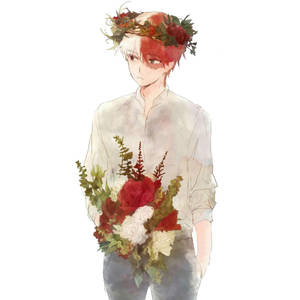 Todoroki drăguț cu flori wallpaper — Todoroki drăguț Fundal