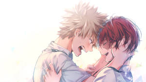 Fond de ecran Todoroki și Bakugo drăguți în alb — Todoroki drăguț Fundal