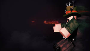 Tapet grozav cu design de avatar cowboy în jocul online Roblox.