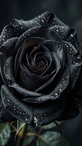 Apropiat de un trandafir negru cu picături de rouă, gotic și elegant. — Estetică neagră GIF Fundal