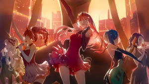 Fond de ecran Trupa de fete anime dansând