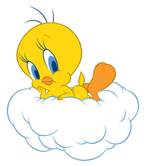 Fond de ecran Tweety pozând pe nor alb — Galaxy Z Fold8 Ultra Fundal
