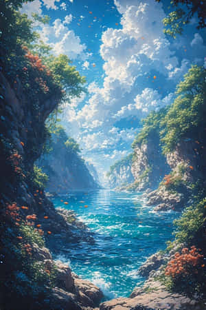 ocean,natură,tapet cu mare,tapet animat,realism vibrant,artă precisionistă,stil anime — Ocean Fundal