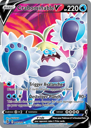 Uimitorul Crabominable – Carte de Comerț Pokémon pe un Fundal Roșu și Albastru — GIF de gaming Fundal