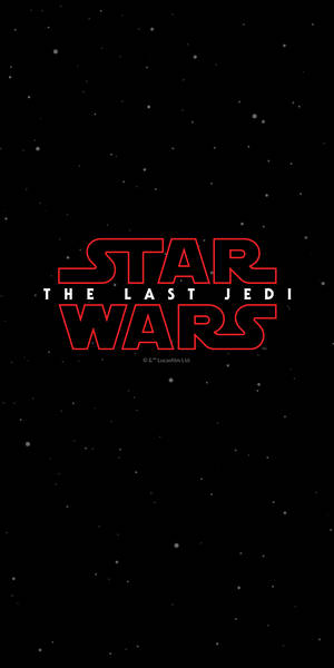Star Wars The Last Jedi titlu cu culoarea fontului roșu pe fundal negru cu stele