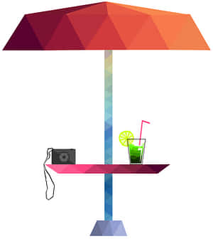 Umbrelă de plajă colorată și articole de relaxare