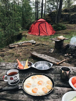 Un camping pașnic de iarnă sub cerul înstelat — HMD Terra M Fundal