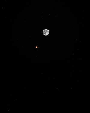 Lună plină pe un cer întunecat de seară la miezul nopții. Vedere a lunii de jos. Lumina strălucitoare a lunii.