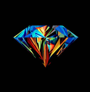 Tapet cool cu diamant 3D colorat mare scliptind pe un fundal negru. — Galaxy Z Flip7 FE Fundal