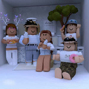 un grup de oameni într-o cutie — Estetic Roblox Fundal