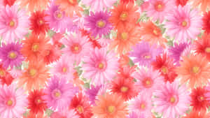 un model floral colorat cu flori roz și portocalii — Floare Frumoasă Fundal