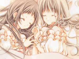 Tapet anime lesbian Maki și Hikari — Anime Lesbian Fundal