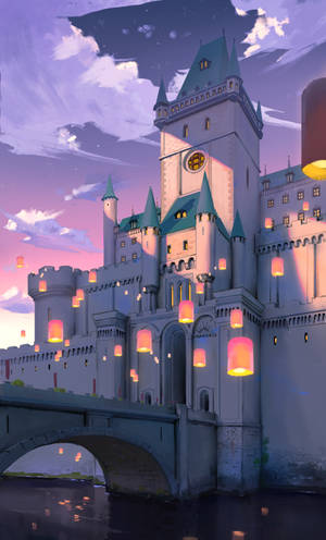 Wallpaper previzualizare castel, pod, râu, artă — Honor Pad 20 Fundal