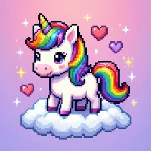 Unicorn pixelat pe un nor, cu culori de curcubee. — Tecno Phantom Fundal