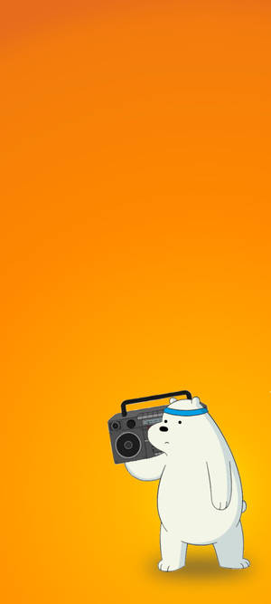 Ursul Ice Cartoon Hip-hop Cu Radio — iPhone 14 Plus Fundal
