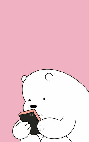 Ursul Ice Cartoon Folosind Telefonul — Galaxy Tab Active5 Fundal