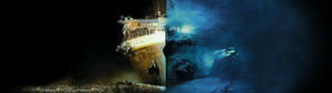 Titanic deasupra și sub mare wallpaper pe două monitoare