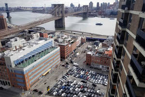 Vedere Aeriană South Street Seaport — Mașini Fundal