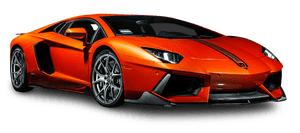 Vedere laterală a unui Lamborghini Aventador portocaliu