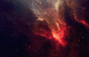 Un fundal uimitor cu nebuloasă galactică roșie neregulată și stele.