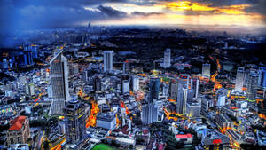 Fond de ecran cu peisaj urban Kuala Lumpur cu efecte filtrate