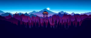 Fond de ecran estetic violet cu turn de veghe. — 2560x1080 Fundal