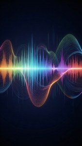 Formă de undă abstractă strălucitoare pe fundal întunecat, futuristă. — Muzică estetică Fundal