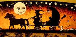 Vrăjitoare de Halloween Vintage în Căruță
