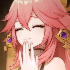 Yae Miko chicotind Pfp — Genshin impact GIF Fundal