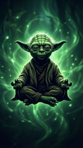 Fond de ecran vectorial siluetă Yoda cu aură verde. — iPhone 5 Fundal