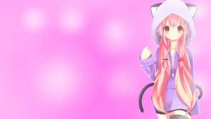 Yuno Gasai cu hanorac pe fundal kawaii roz — Anime drăguță fată Fundal