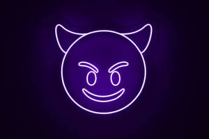 Zâmbet Neon Diavol — Violet neon estetic Fundal