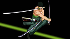 Zoro cu săbiile pe fundal de desktop One Piece — One piece desktop Fundal